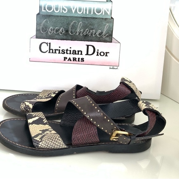 ISABEL MARANT JUZEE FLAT SNAKE-PRINT CRISSCROSS SANDALS - Picture 5 of 6